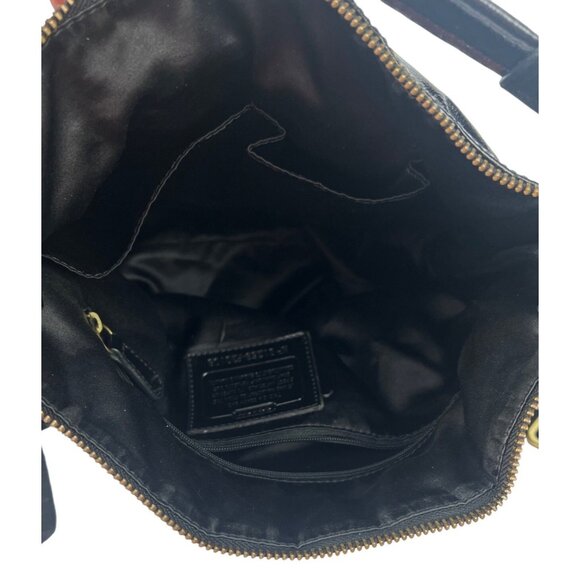 Coach Daisy Patent Leather Gloss Shoulder Bag Black Gold Zip Pendant - Picture 9 of 15